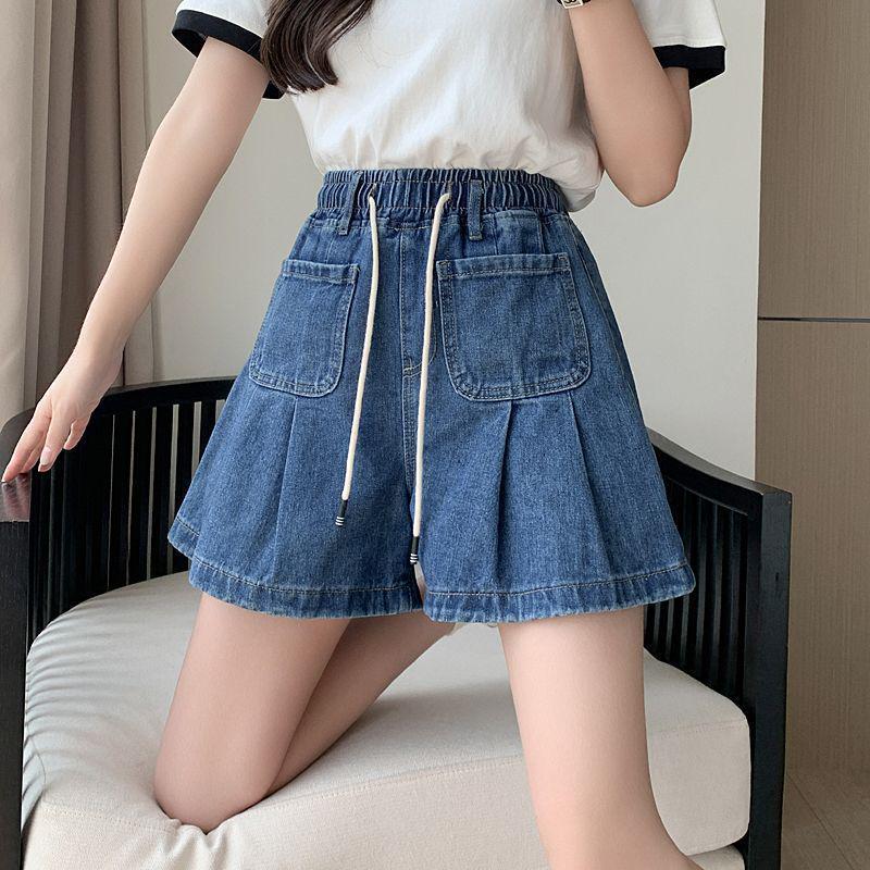 High Waist Ruffle Denim Skort - Plus Size Women's Summer Shorts (80-200 Jin)