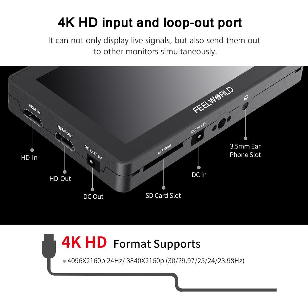 5.5 Inch On-Camera Field Monitor Kit 3D LUT Video Assist with Sunshade Tilt Arm Support 4K HD Input & Output