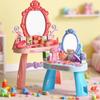 Children's Playhouse Toy Girl Simulated Dressing Table, 30 Piece and 46 Piece Sets, Pink and Blue, DIY Table and Stickers