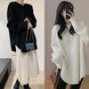 New ArrivalS Open Run Women S Long Sleeve Crew Neck Side Slit overSized Sweater