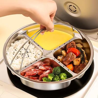 Stainless Steel Divided Steamer Basket with 46085 Grids Multi-Functional Stackable Steamer for Food Vegetables Rust-Resistant Easy-Clean Split Dip