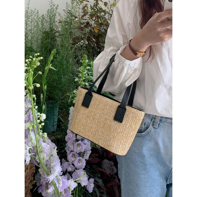 

Южная Корея Ins соломенная плетеная маленькая сумка летняя новая повседневная женская сумка для отпуска с изображением капусты, ручная сумка через плечо на одно плечо