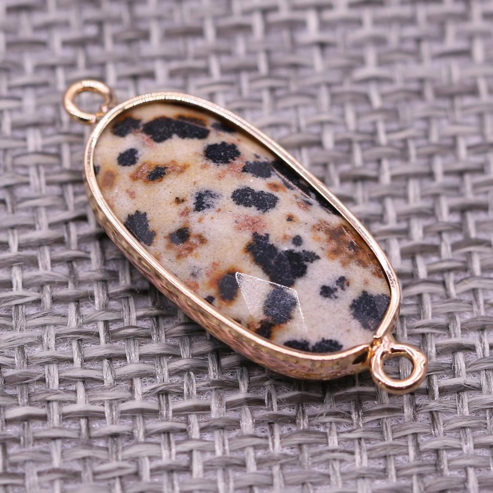 1Pc Reiki Healing Crystal Connector, Energy Natural Stone Oval Quartz Agate Amethyst Gemstone Pendant Charms Connectors for DIY Jewelry Making Craft
