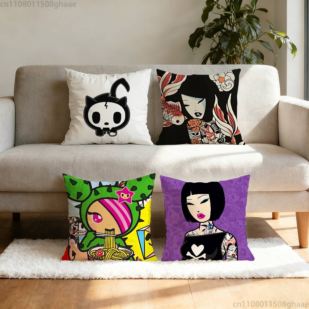 TTokidokiS Pillow Case Antidustmite Pillowcase Invisible Zipper Silky Short Plush Sofa Cushion Cover