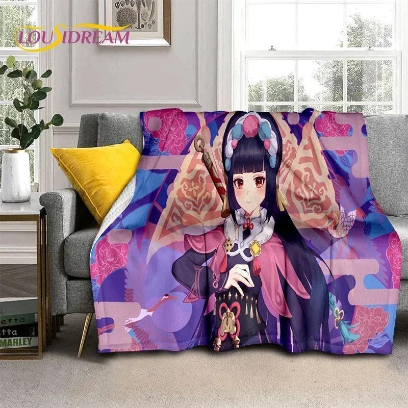 3D Niedliche Genshin Impact Cartoon Spiel Weiche Flanelldecke für Betten Schlafzimmer Sofa Picknick, Überwurfdecke für Outdoor-Freizeit Nickerchen Geschenk