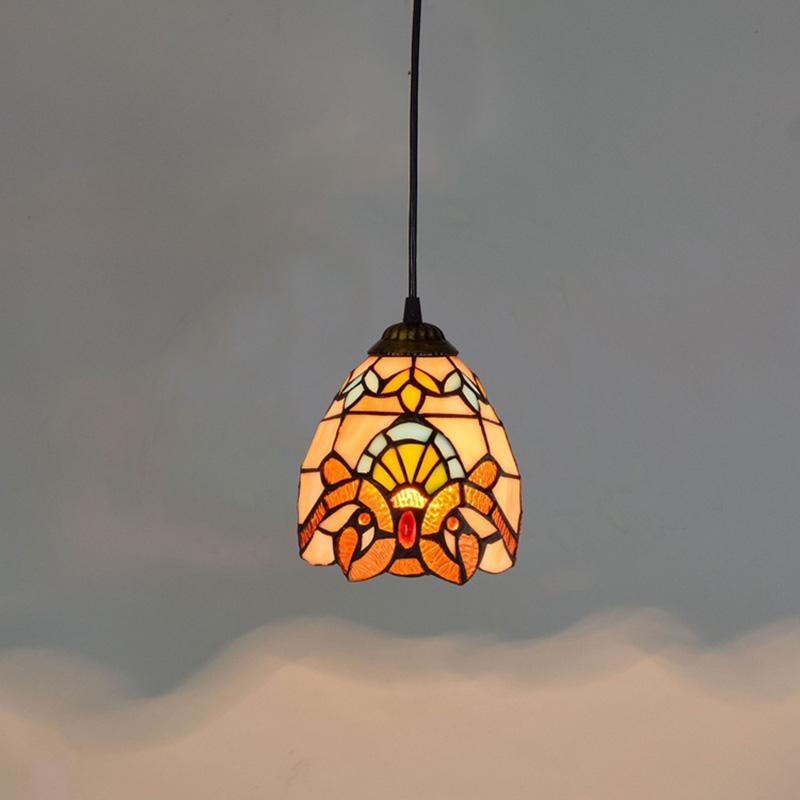 Colorful Mediterranean Style Bohemia Lamp Stained Glass Shade Mosaic Pendant Light for dining room bar lighting