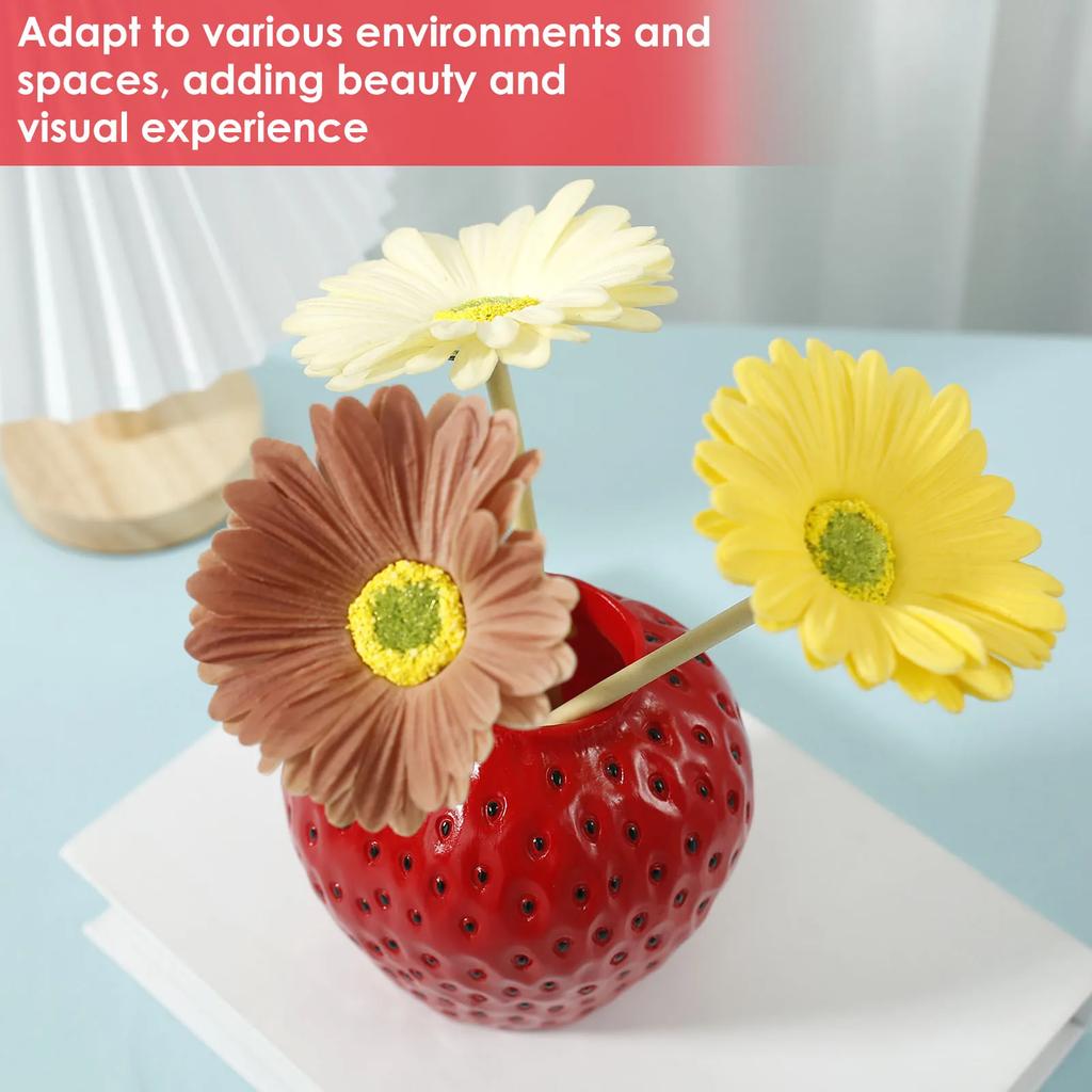 Strawberry Vase 12×10.5×12cm Decorative Strawberry Shaped Planter Resin Strawberry Shaped Planter Pot Cute Fruit Vase Ornament