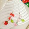 Stylish Acrylic Strawberry Green Leaf Phone Strap Mobile Hanging Decoration Charm for Decorative Fashion Use