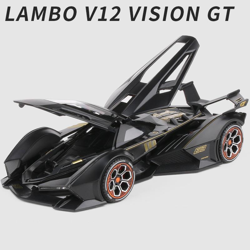 

1:22 Lambos Vision Gran Turismo V12 GT Alloy Model Diecast Sound Super Racing Lifting Tail Hot Car Wheel For Children Gifts чорний