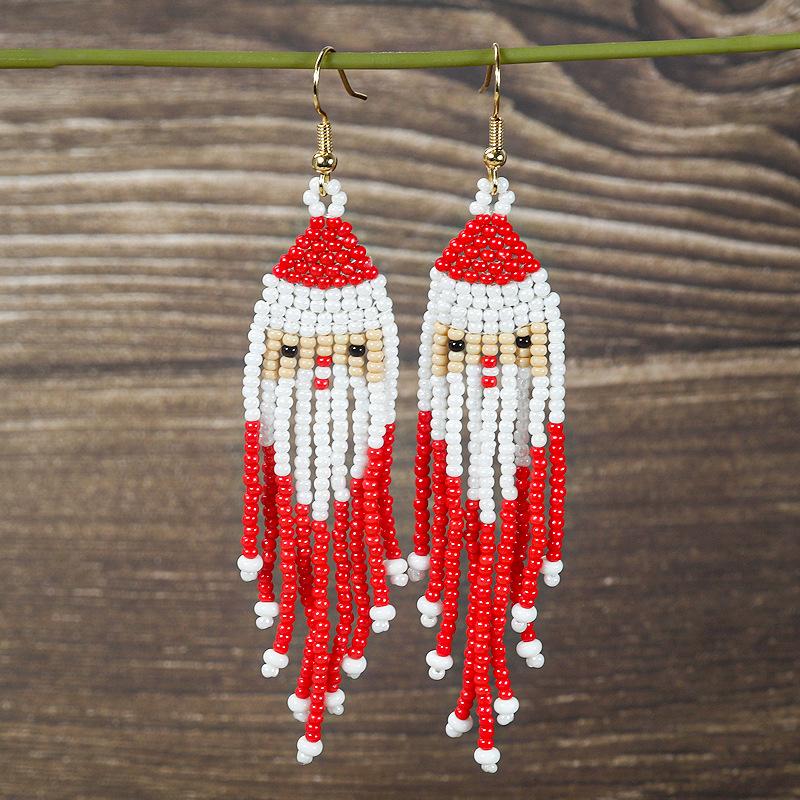 1 Pair of Bohemian Beaded Colorful Geometric Long Earrings as Earring Accessories
