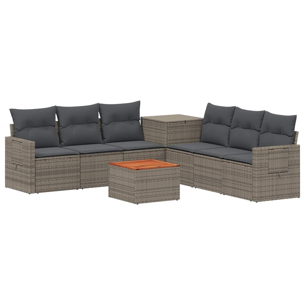 Sofa Set 8 pcs Gray and Dark Gray Polyrattan and Steel