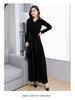2025 Gold Velvet Long Slim Dress with Long Sleeves - Plus Size Women's Spring/Autumn Fashion