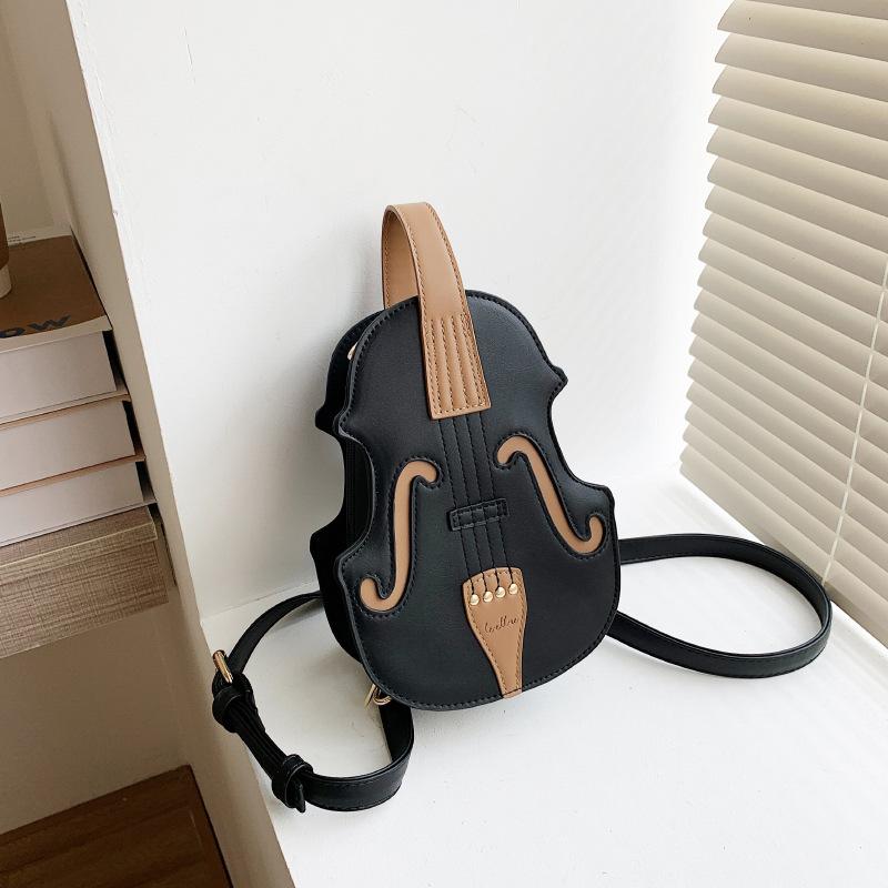 Yogodlns Borsa a tracolla creativa per violino femminile Zaini piccoli in pelle PU per donna Borsa a tracolla moda donna con filo di design di lusso