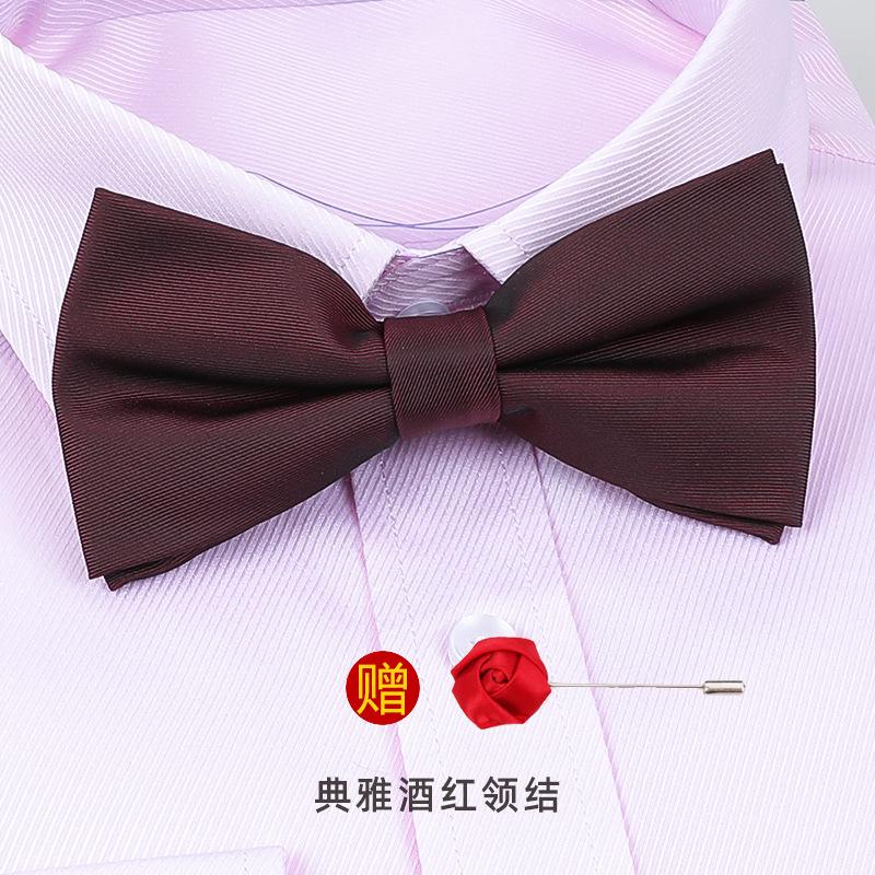 Men'S Korean Banquet Groom Wedding Best Man British Bow Tie Brooch Set Burgundy Bow Red Bow Tie