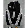 Pantalon de survêtement à rayures rétro avec badge imprimé lettre pour homme - Coupe ample droite - Streetwear - Pantalon décontracté