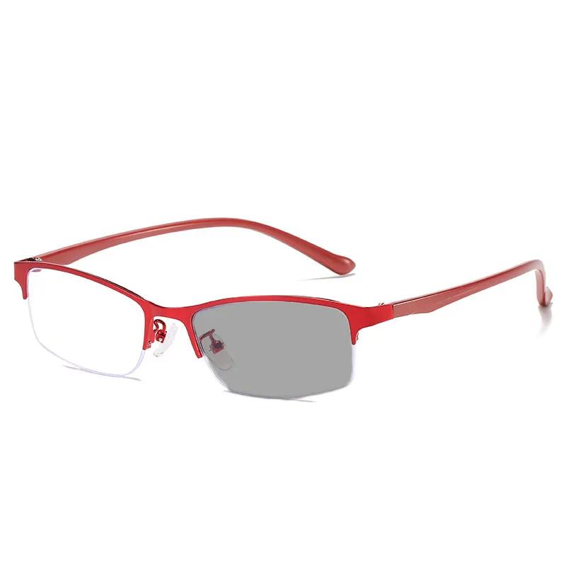 Business Style Pochromic Glasses for Men Women Smart Color Changing Minus Diopter Glasses Half Frame Clear Myopia Eyewear