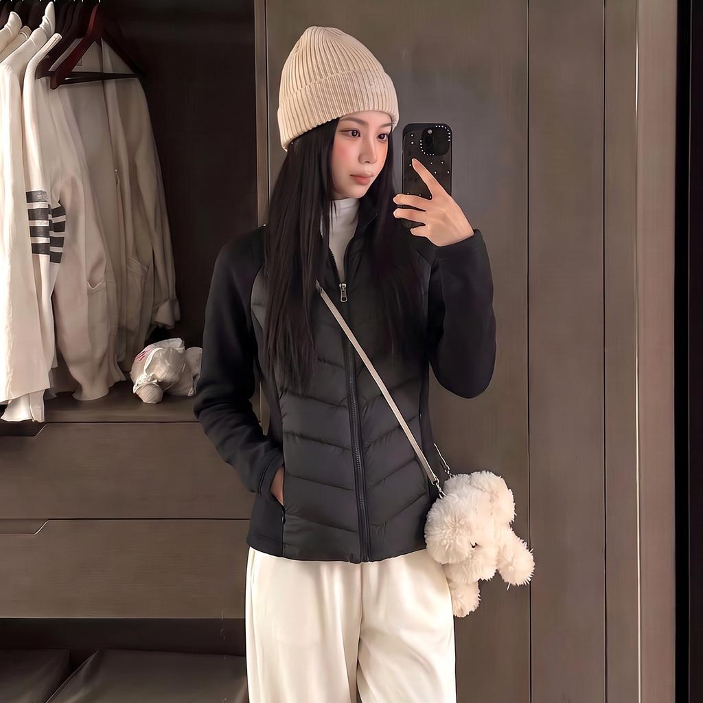 Light and thin ribs cotton clothes, women's winter jacket, slim fit inside, waist tight, thin cotton jacket.