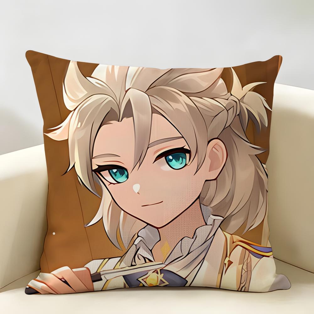 Albedo Genshin Game Cushion Cover Natural Linen Organic Fabric DoubleSided Printing Room Sofa Decor Pillow Case