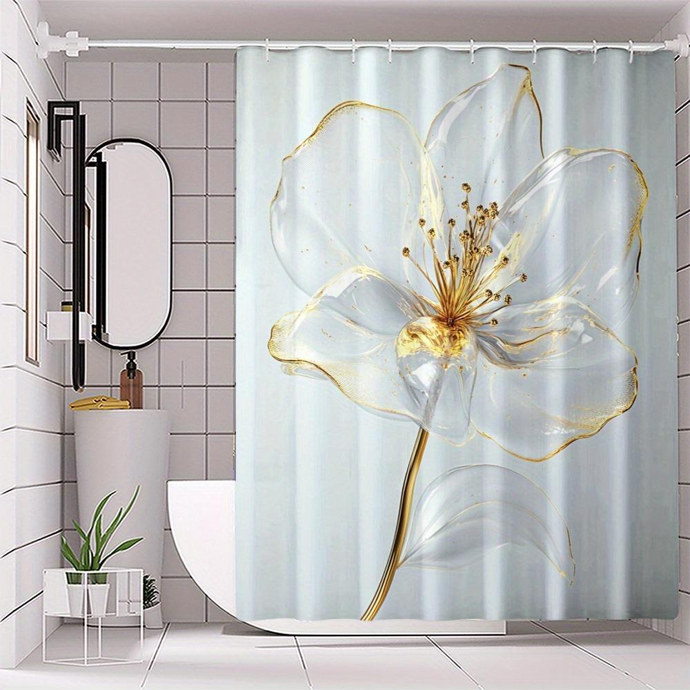 

Phnom Penh Transparent Flowers Shower Curtain Washable Dirt-Resistant Shower Head Waterproof Polyester Bath Curtain W60H190(CM)-1 Pcs