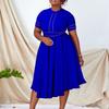 African Large-size Women's Clothing  Summer New Models, Elegant Temperament, Large Skirt, Word Skirt, Short-sleeved Dress.