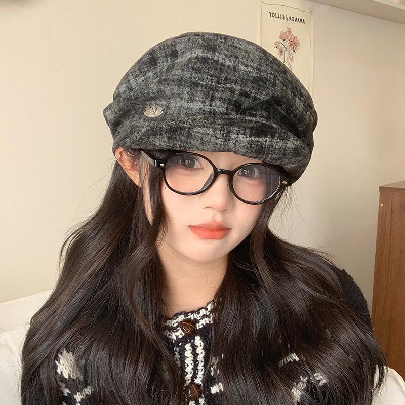 Japoński Literacki Mieszany Kolor Plisowany Beret Chmurka dla Kobiet Jesienno-Zimowy Modny i Wszechstronny Kaszkiet Małego Malarza
