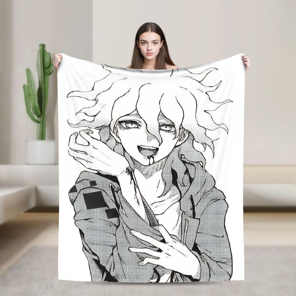 Warm BlanketKids Adult Travel Nagito Komaeda  Throw Blanket  Flannel Bedspread For Home Decor Funny Sofa Bed Cover