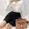 Oversize White Shirt Women Kawaii Peter Pan Collar Blouses Button Up Long Sleeve Cute Ruffle Tops Lolita Style Mori Girl Aesthetic