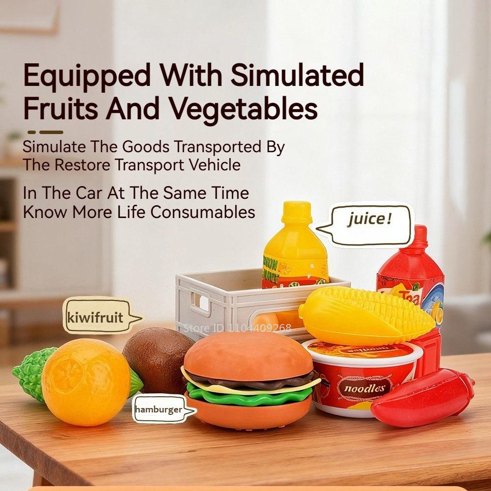 1:32 Scale Fruit and Vegetable Cart Muck Transport Car Model Toy Alloy Body Rubber Tires Vehicle Models Kids Birthday Presents