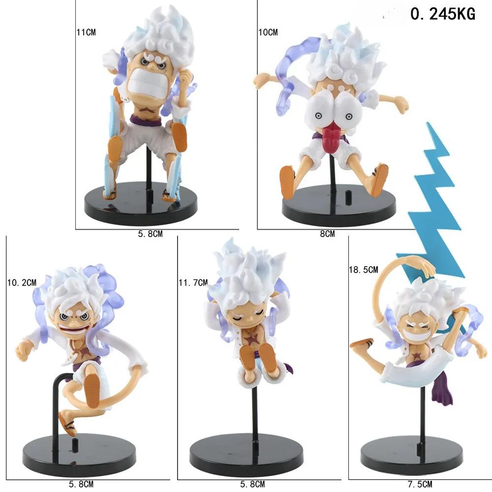 5Pcs Anime One Piece Figure Sun God Nika Gear 5 Luffy Figurine PVC Action Figures Collectible Model Toys for Children Gifts