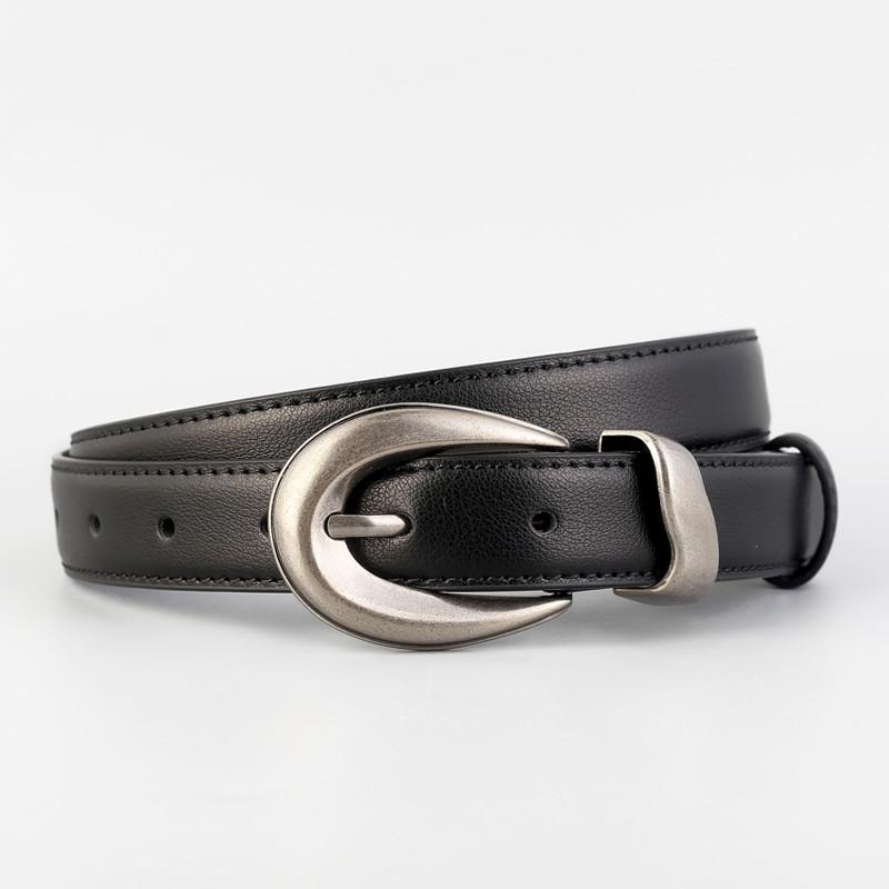 Womens Leather Waist Belt With Classic Pin Closure For Commuting And Leisure чёрный