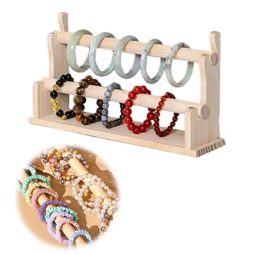 32x8x17cm 2 Layer Wooden Bracelet Holder Bracelet Display Stand Jewelry Organizer