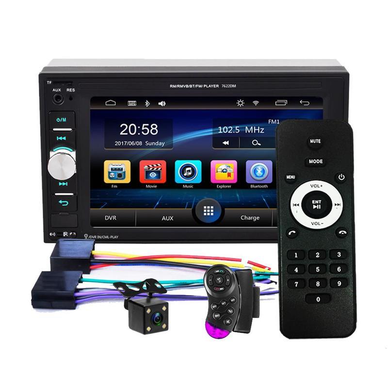 

6,2-дюймовый универсальный автомобильный MP5-плеер 2 Din, аудио, сенсорный экран, радио, авторадио, поддержка зеркала заднего вида, BT, FM-пульт дистанционного управления и управление на рулевом колесе With 4 Light чёрный