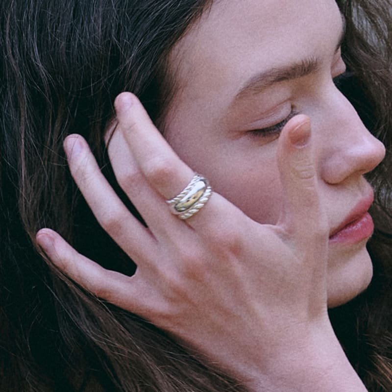 Denu Double twist volume ring_silver