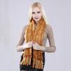 Women Hand Knitted Real Mink Fur Scarf Natural Warm Mink Fur Muffler Russia Lady Quality Tassel Genuine Mink Fur Scarves