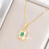 Emerald Square Necklace Female Court Vintage Premium Versatile Geometric Zircon Pendant