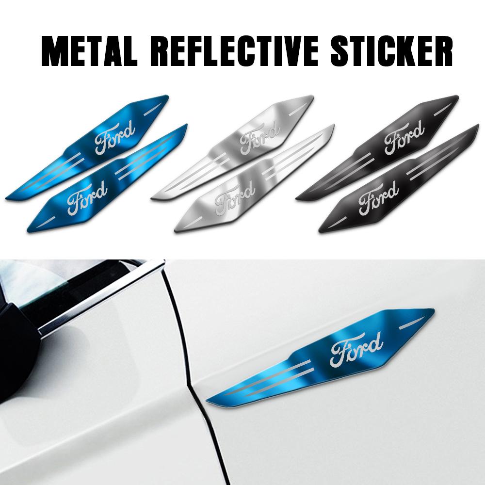 2pcs Metal Car Body Side Fender Reflective Badge Sticker Decor Accessories Auto Styling For Ford Focus Mondeo Mk4 Mustang MK3 ST