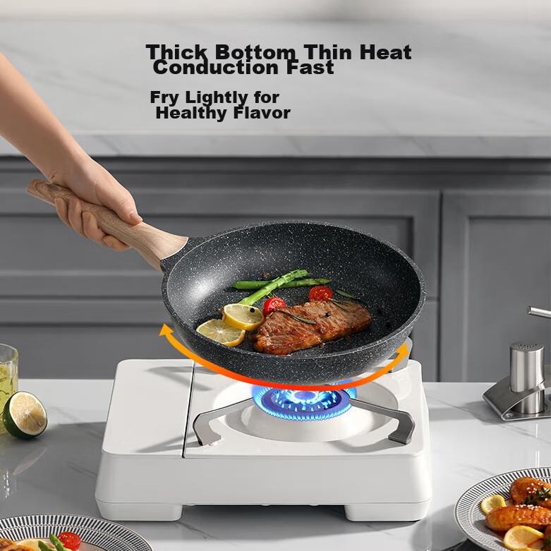 Jingdong Jingzao Flat-Bottom Pan, Egg Frying Pan, Steak Non-Stick Frying Pan, Low-Smoke Egg Burger Pan, Compatible with Induction Cooker, 26cm