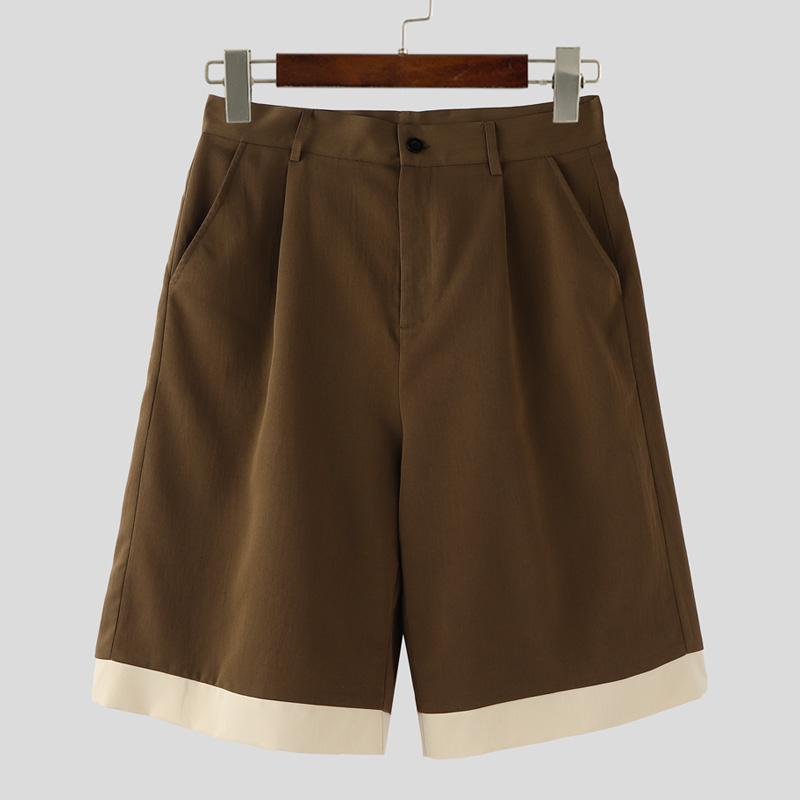 

INCERUN S-5XL Мужские повседневные свободные шорты-полуштаны на молнии с прострочкой на талии 5XL коричневый