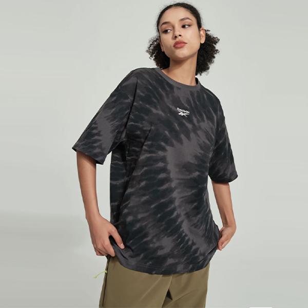 Reebok Retro Color Block Printed Sports Casual Crew Neck Short Sleeve T-Shirt Unisex Tops Black 24SRM405UGH0