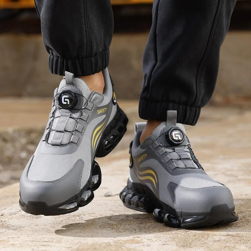 Fashion Safety Boots Fashion New Safety Work Shoes Anti-smash Anti-puncture Anti-odor Men Wear Shoes Non-slip Knob Buckle Steel Toe Shoe