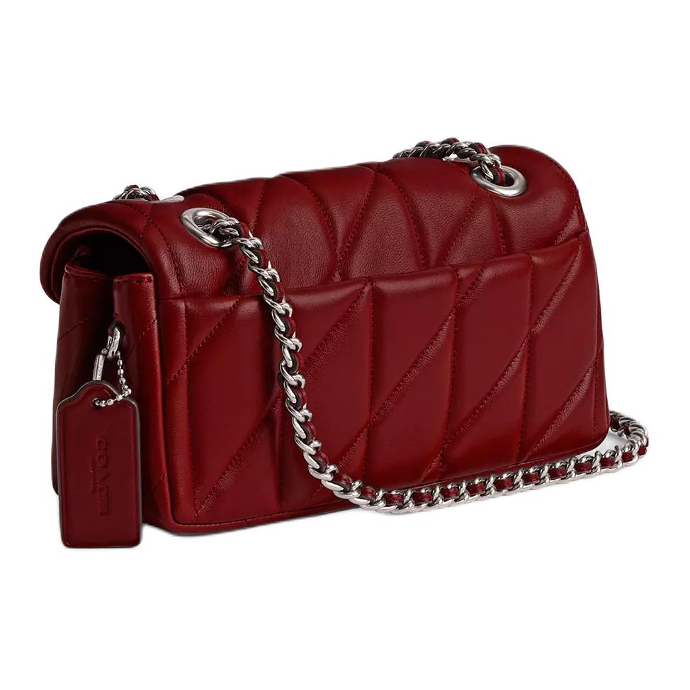 Coach Tabby 20 Striped Quilted Magnetic Closure Flap Napa Leather Crossbody Shoulder Bag Small Women Bags Ruby CP149-LHXEP