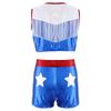 Children‘s Cowgirl Costume Set Sequins Metallic Fringe Sleeveless Top and Matching Shorts for Western Theme Fancy Ball Party