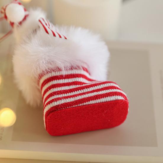 Pluszowy Miś w Bucie Ozdoby Świąteczne Mini Pluszowy Miś Ozdoby do Zawieszenia Zimowe Puszyste Buty Dekoracja Choinki