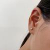 S925 Sterling Silver 14K Gold-Plated Heart Zircon Ear Cartilage Stud, Safe for Bathing and Sleeping