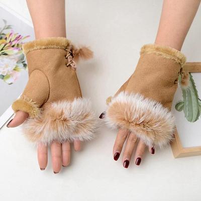 Fashion Winter Warm Computer Gloves Half-finger Thick Soft Comfortable Stretch Gloves