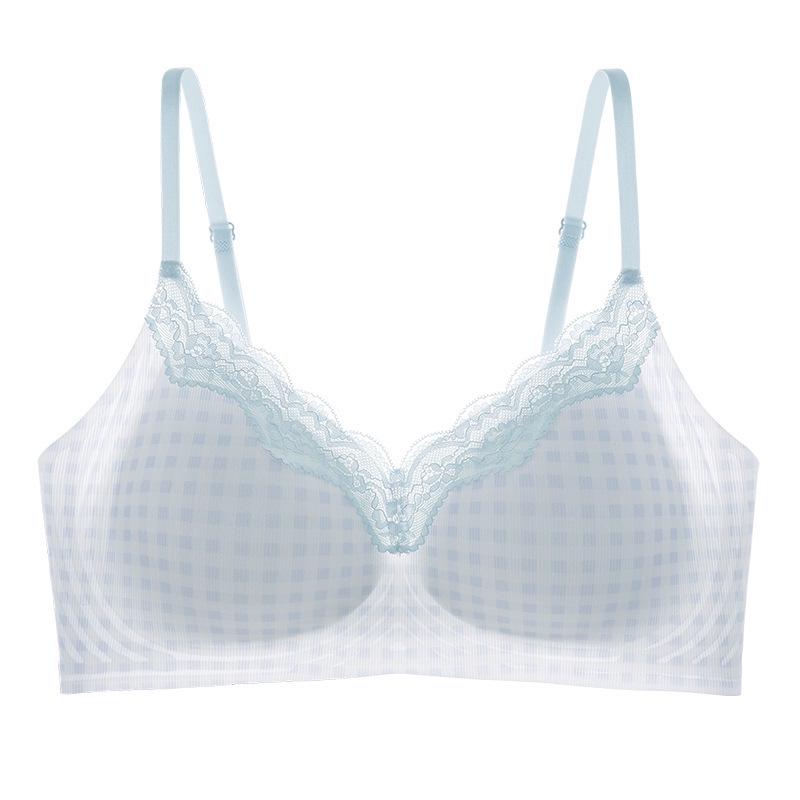 

Breathable Lace Plaid Uplift Seamless Bra - Women s Anti-Sag Thin Cup with Cool Jelly Support L (36/80AB)