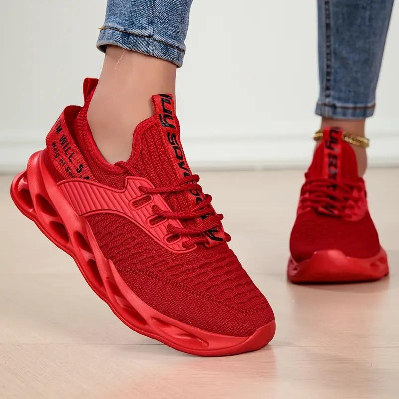 Fashion Summer Mens High Quality Sneaker Casual Sport Tennis Shoes Solid Color Breathable Lace Up Outdoor Running Training Women Shoes