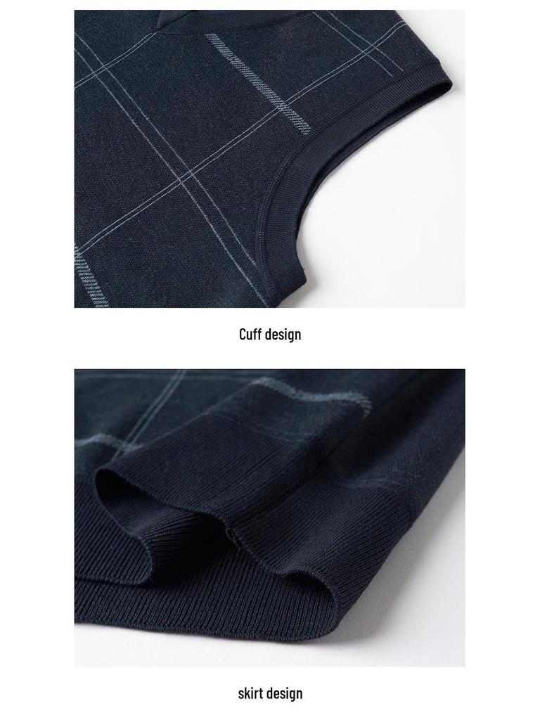 Dad's Fleece-Lined Sweater Vest: Warm Knitted Base Layer for Middle-aged and Elderly Men in Autumn and Winter.