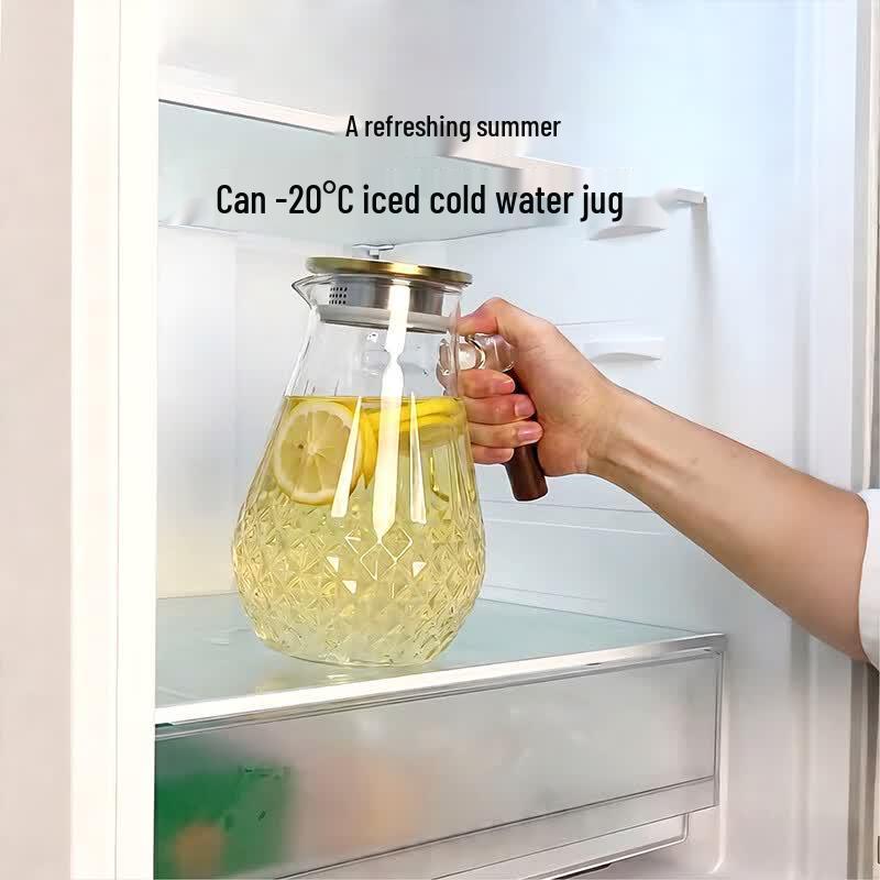 High Borosilicate Glass Cold Water Pitcher with Spout Filter