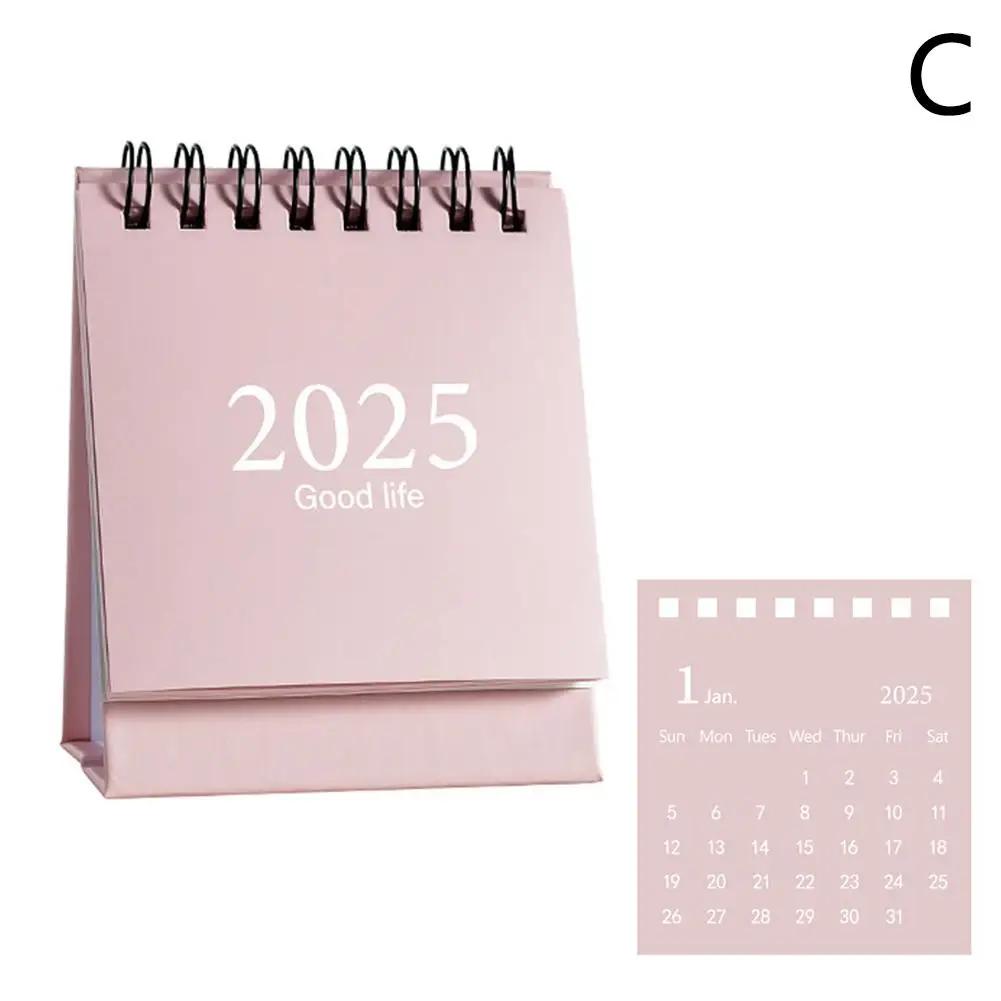 2025 Mini Simple Small Desk Calendar Pocket Portable Accessories Decoration Plan Punch Desk Calendar Desktop D0c2